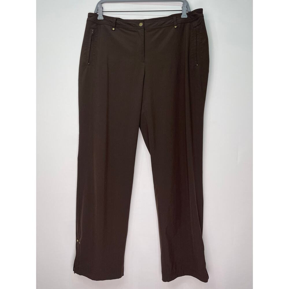 Chico’s Zenergy Espresso Brown Stretch Ankle Pants Size 2R Zip Hem Activewear - Picture 3 of 8